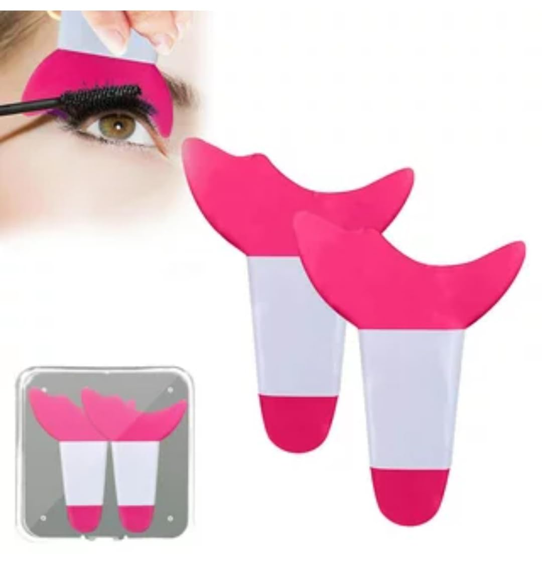 3 in 1 Multifunctional Eyelash Makeup Auxiliary Guard Tool, Applicator Guide Auxiliary Artifact Mascara Eyeliner Eye Shadow Painting Silicone Upper and Lower Bezel Tool (Pack of 1, White)