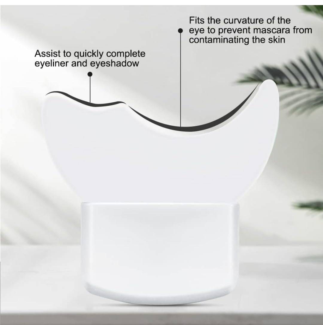 3 in 1 Multifunctional Eyelash Makeup Auxiliary Guard Tool, Applicator Guide Auxiliary Artifact Mascara Eyeliner Eye Shadow Painting Silicone Upper and Lower Bezel Tool (Pack of 1, White)
