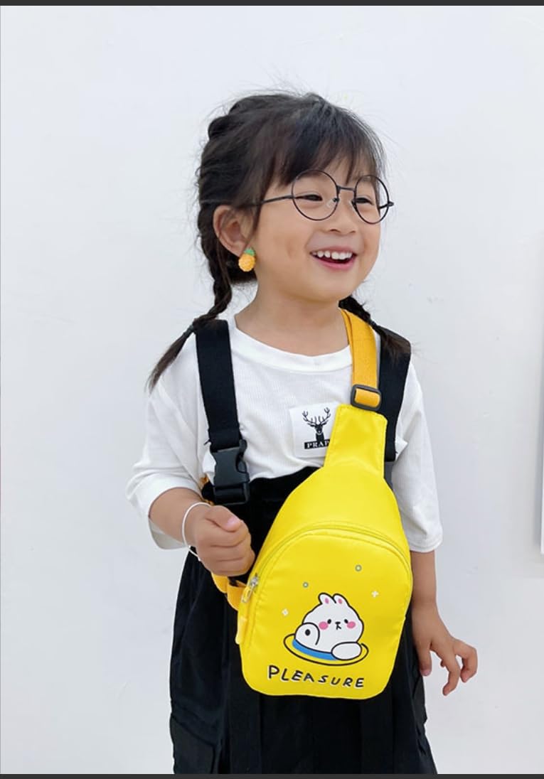 Cartoon Kids Chest Bag with Adjustable Straps - Playful and Practical Toddler Sling Bag (Blue)