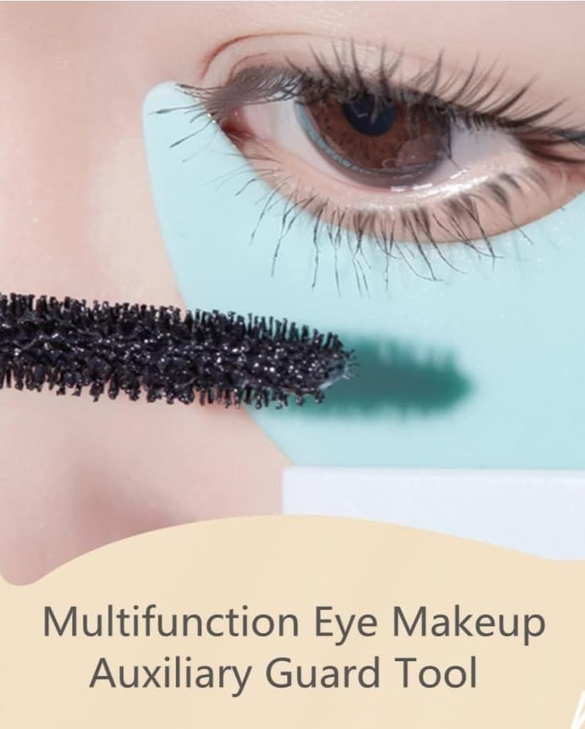 3 in 1 Multifunctional Eyelash Makeup Auxiliary Guard Tool, Applicator Guide Auxiliary Artifact Mascara Eyeliner Eye Shadow Painting Silicone Upper and Lower Bezel Tool (Pack of 1, White)