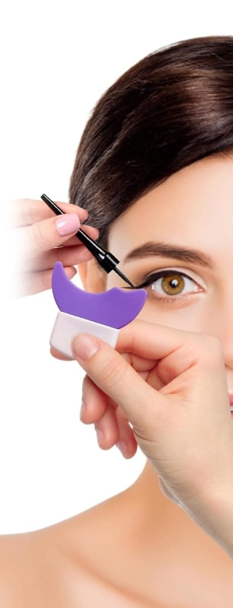 3 in 1 Multifunctional Eyelash Makeup Auxiliary Guard Tool, Applicator Guide Auxiliary Artifact Mascara Eyeliner Eye Shadow Painting Silicone Upper and Lower Bezel Tool (Pack of 1, White)