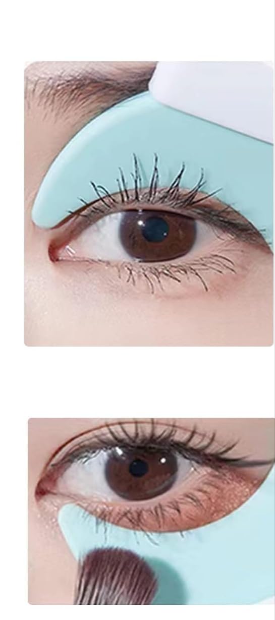 3 in 1 Multifunctional Eyelash Makeup Auxiliary Guard Tool, Applicator Guide Auxiliary Artifact Mascara Eyeliner Eye Shadow Painting Silicone Upper and Lower Bezel Tool (Pack of 1, White)