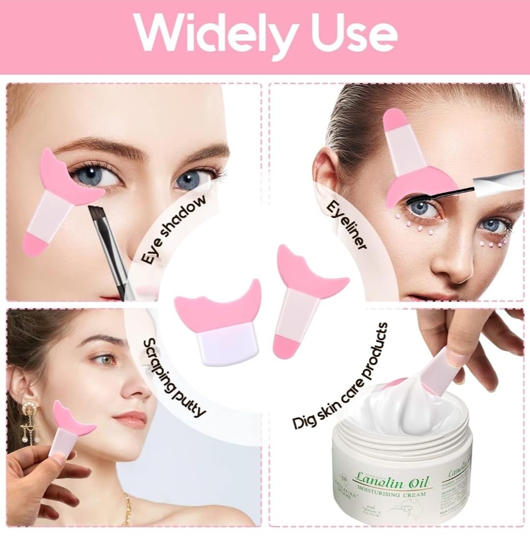 3 in 1 Multifunctional Eyelash Makeup Auxiliary Guard Tool, Applicator Guide Auxiliary Artifact Mascara Eyeliner Eye Shadow Painting Silicone Upper and Lower Bezel Tool (Pack of 1, White)