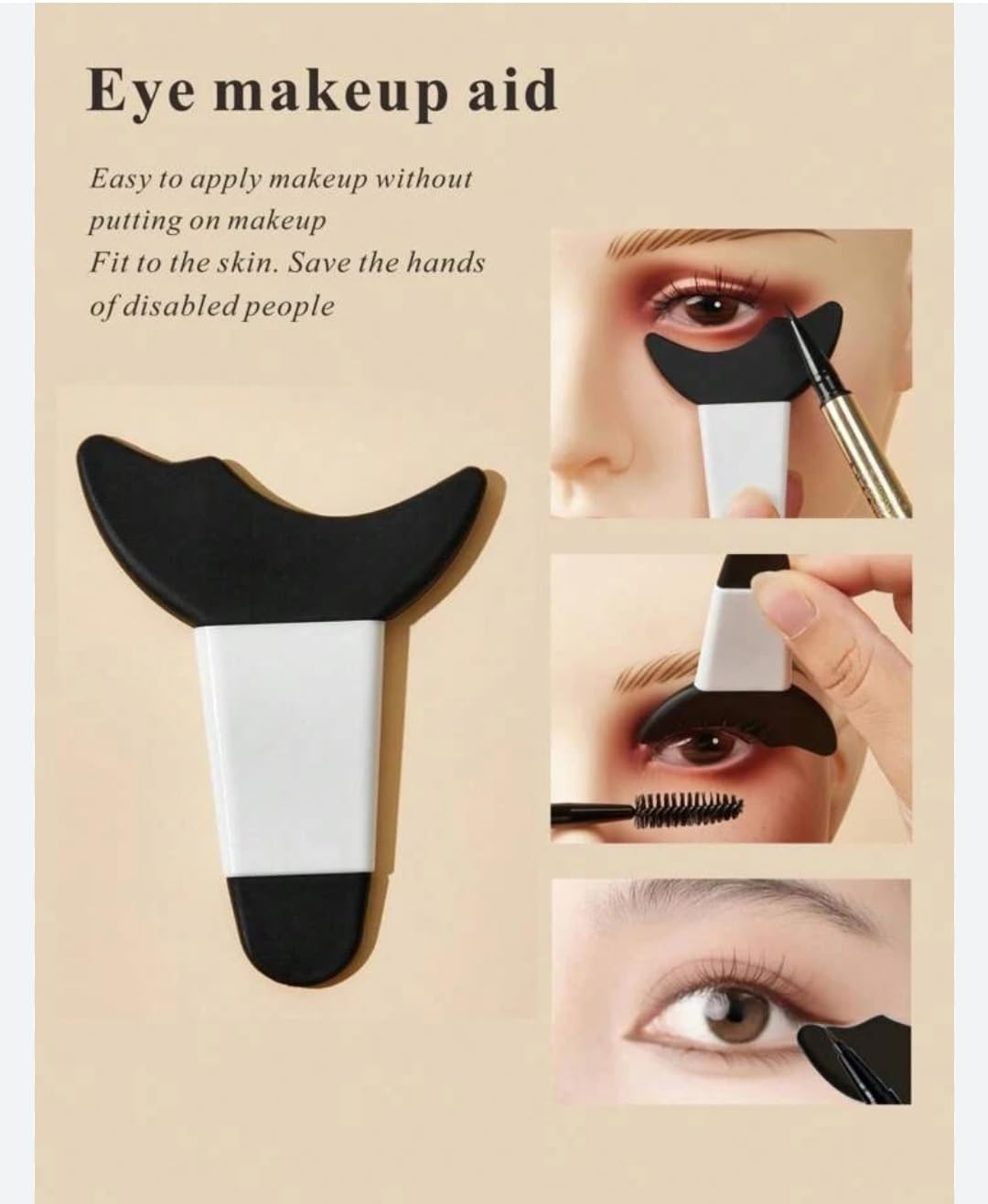 3 in 1 Multifunctional Eyelash Makeup Auxiliary Guard Tool, Applicator Guide Auxiliary Artifact Mascara Eyeliner Eye Shadow Painting Silicone Upper and Lower Bezel Tool (Pack of 1, White)