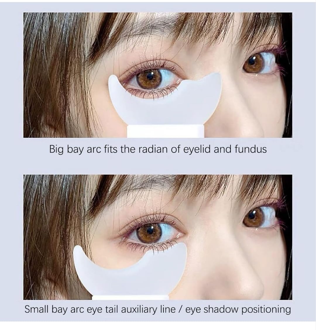 3 in 1 Multifunctional Eyelash Makeup Auxiliary Guard Tool, Applicator Guide Auxiliary Artifact Mascara Eyeliner Eye Shadow Painting Silicone Upper and Lower Bezel Tool (Pack of 1, White)