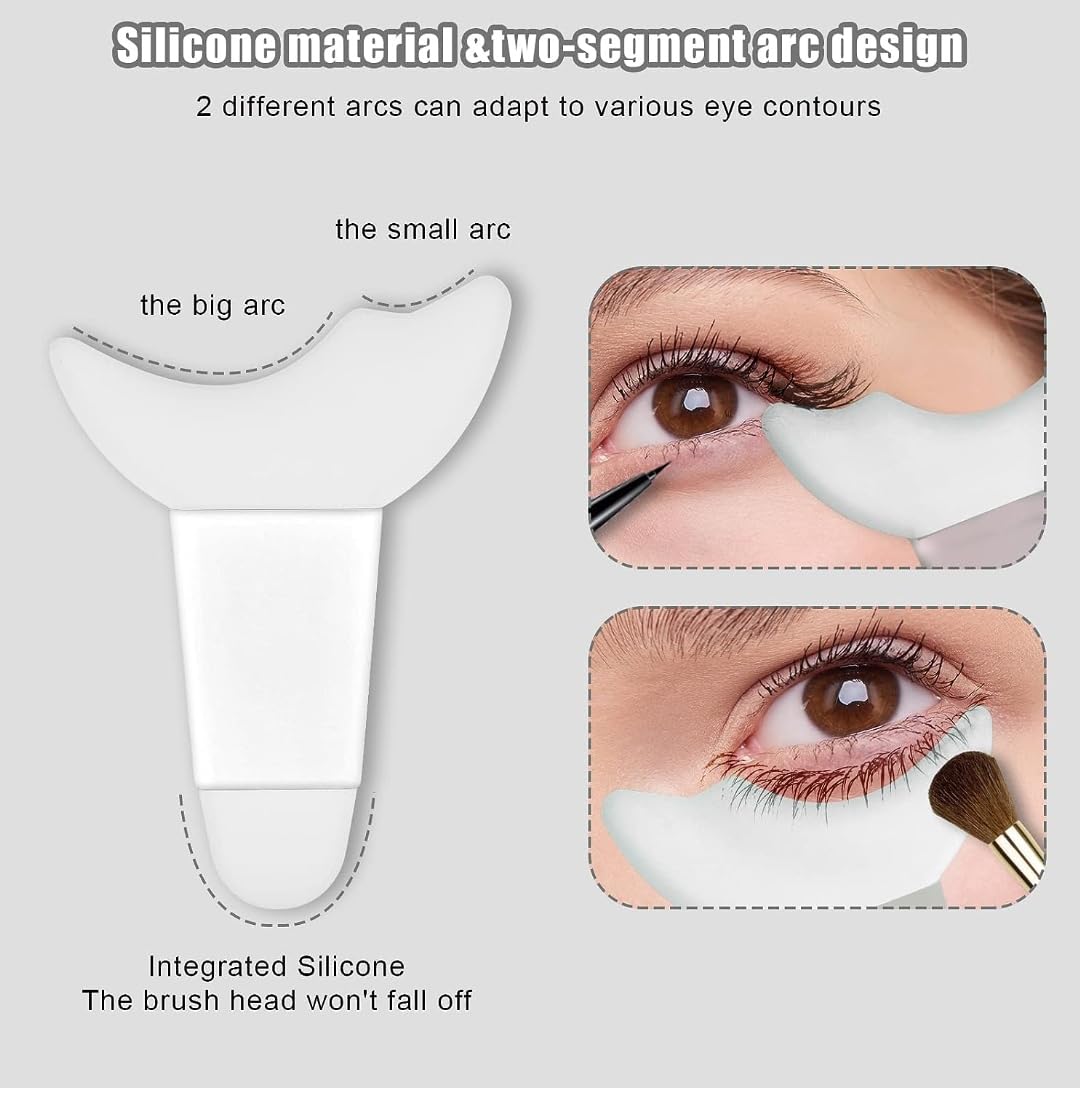 3 in 1 Multifunctional Eyelash Makeup Auxiliary Guard Tool, Applicator Guide Auxiliary Artifact Mascara Eyeliner Eye Shadow Painting Silicone Upper and Lower Bezel Tool (Pack of 1, White)