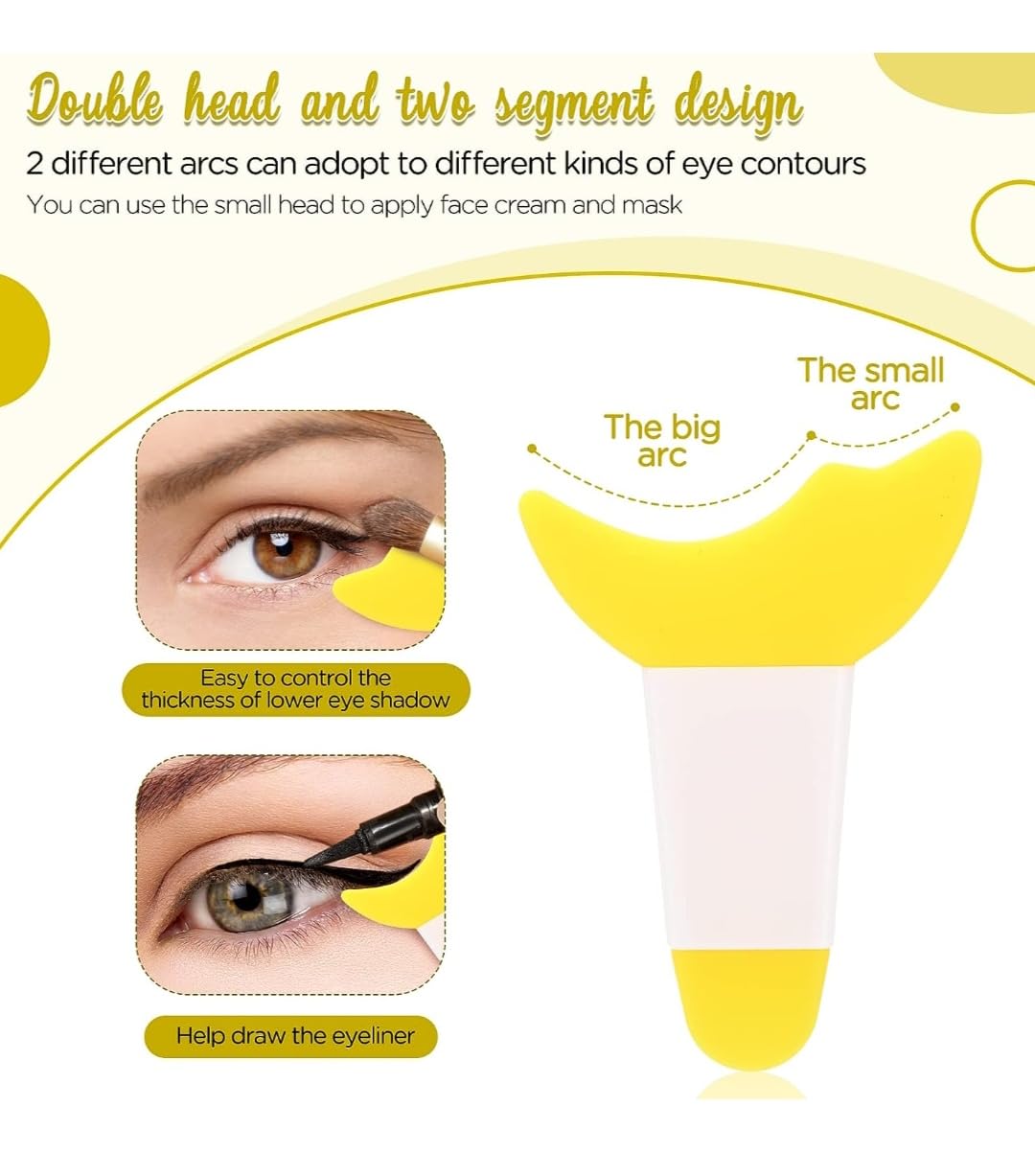 3 in 1 Multifunctional Eyelash Makeup Auxiliary Guard Tool, Applicator Guide Auxiliary Artifact Mascara Eyeliner Eye Shadow Painting Silicone Upper and Lower Bezel Tool (Pack of 1, White)