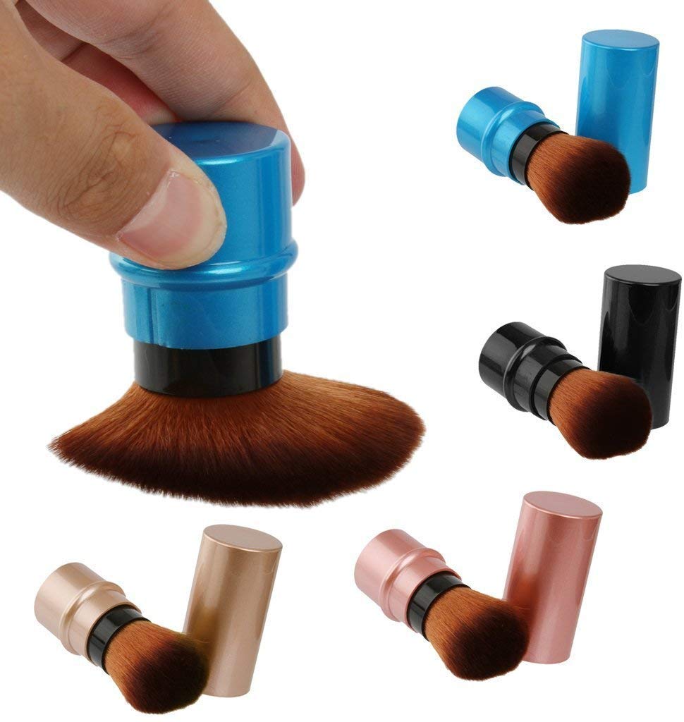 Gugzy Retractable Pro Beauty Kabuki Makeup Cosmetic Face Powder Foundation Blush Brush (Black)