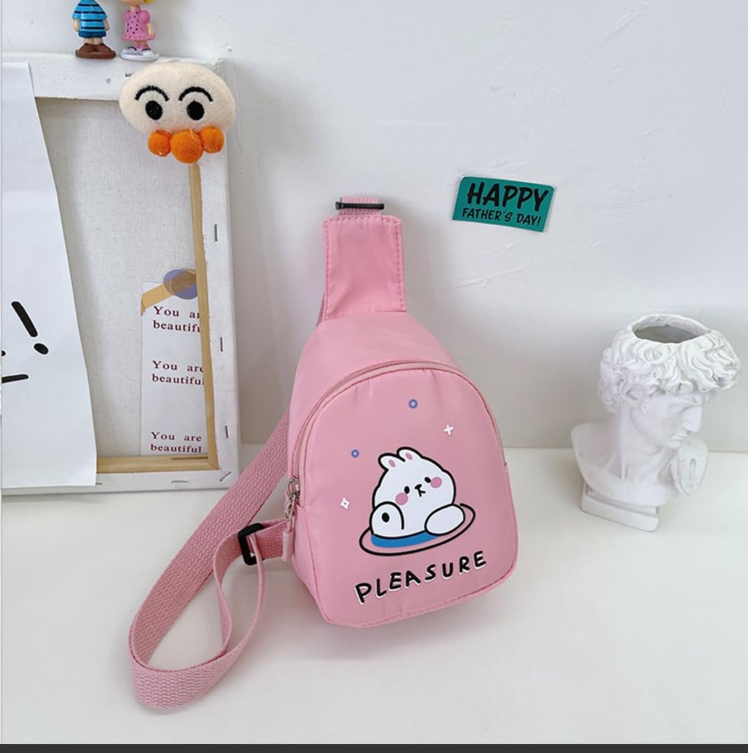 Cartoon Kids Chest Bag with Adjustable Straps - Playful and Practical Toddler Sling Bag (Blue)