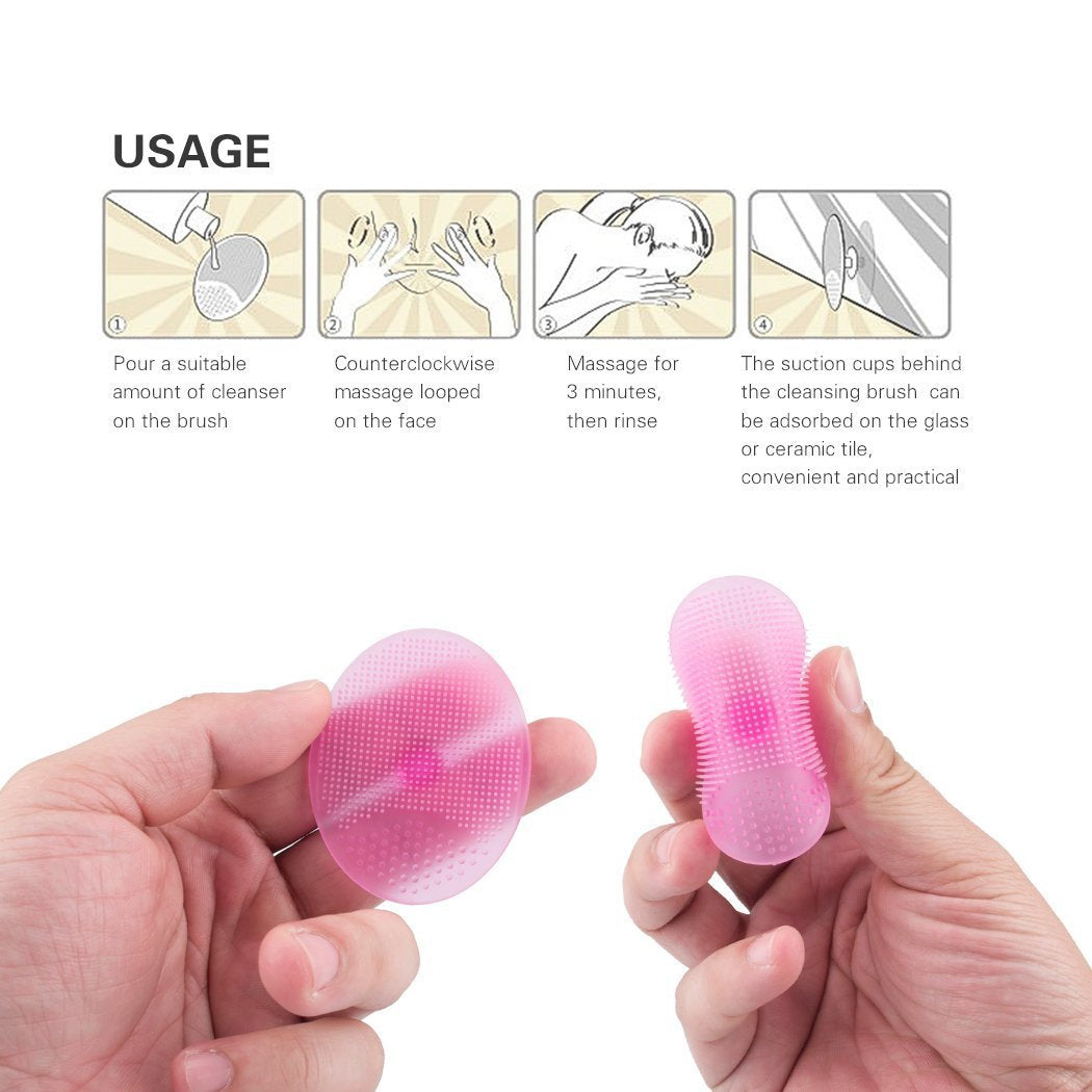 Gugzy® Facial Cleansing Pads, Soft Silicone Face Scrubbers Exfoliators Face Cleansing Tool, Perfect for Massage, Washing Pore Cleanser, Blackhead Removing, Exfoliating and Baby Shower (Pink + Blue)
