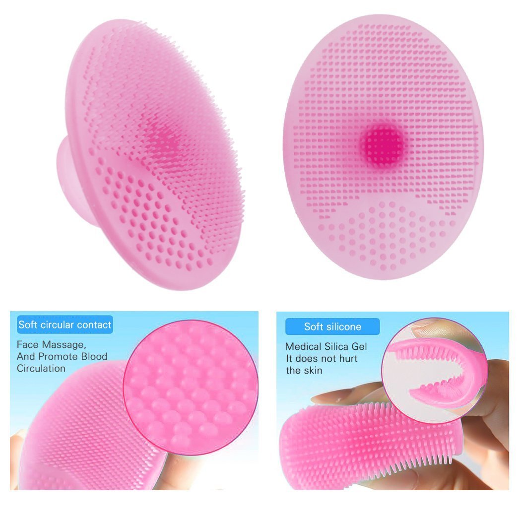 Gugzy® Facial Cleansing Pads, Soft Silicone Face Scrubbers Exfoliators Face Cleansing Tool, Perfect for Massage, Washing Pore Cleanser, Blackhead Removing, Exfoliating and Baby Shower (Pink + Blue)