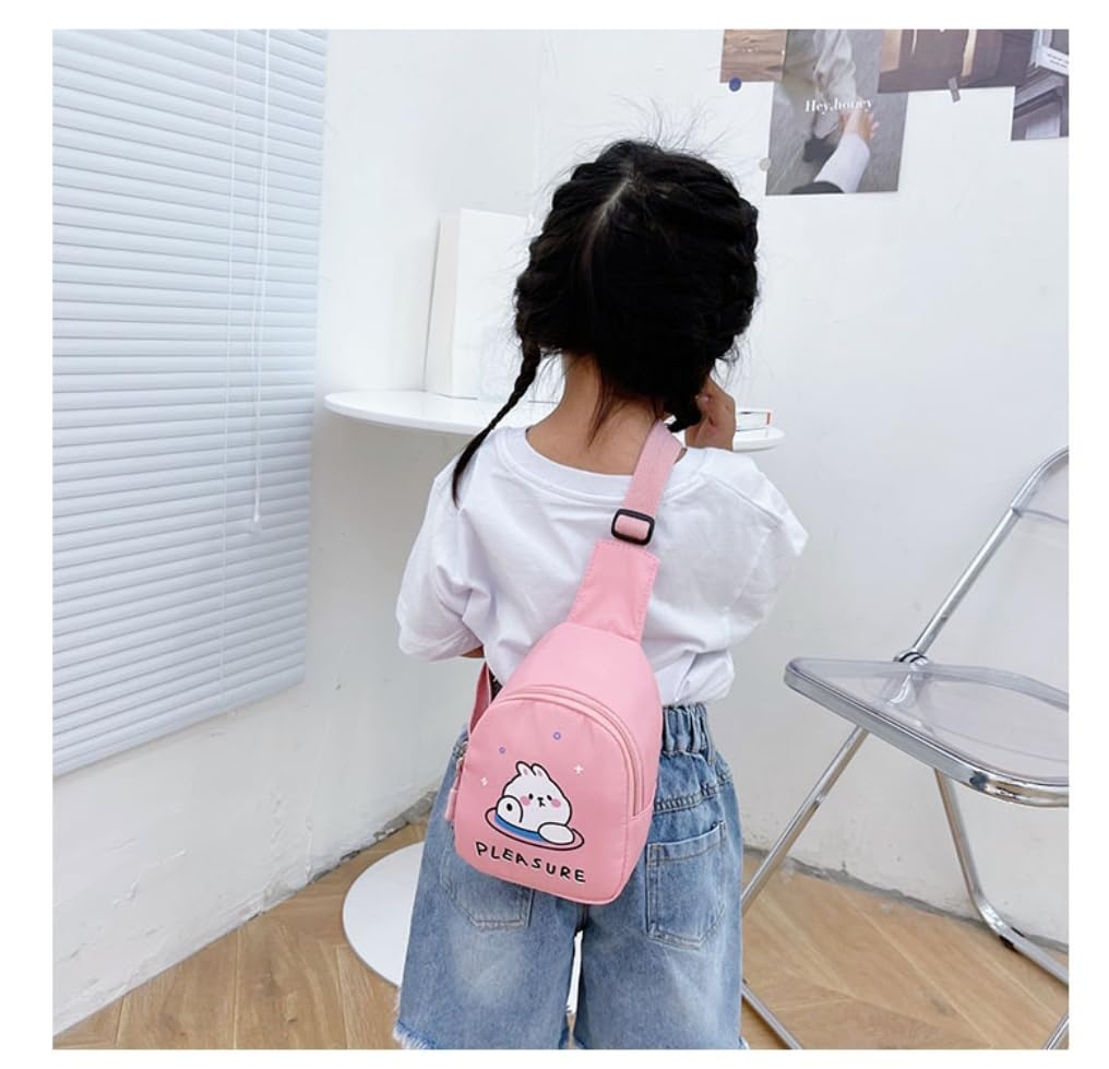 Cartoon Kids Chest Bag with Adjustable Straps - Playful and Practical Toddler Sling Bag (Blue)