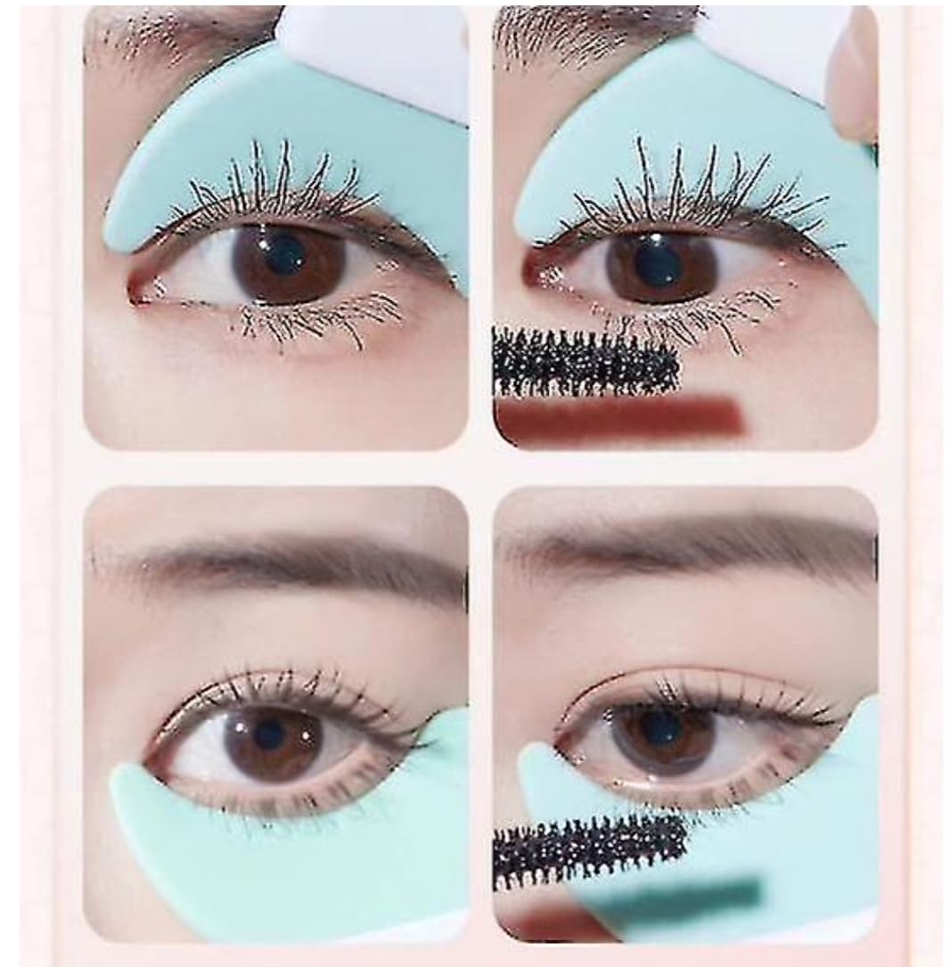 3 in 1 Multifunctional Eyelash Makeup Auxiliary Guard Tool, Applicator Guide Auxiliary Artifact Mascara Eyeliner Eye Shadow Painting Silicone Upper and Lower Bezel Tool (Pack of 1, White)
