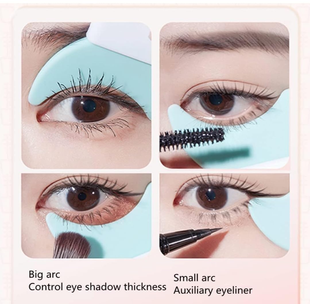 3 in 1 Multifunctional Eyelash Makeup Auxiliary Guard Tool, Applicator Guide Auxiliary Artifact Mascara Eyeliner Eye Shadow Painting Silicone Upper and Lower Bezel Tool (Pack of 1, White)