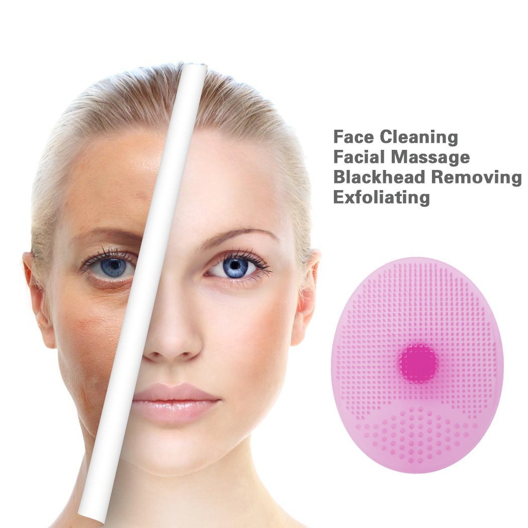 Gugzy® Facial Cleansing Pads, Soft Silicone Face Scrubbers Exfoliators Face Cleansing Tool, Perfect for Massage, Washing Pore Cleanser, Blackhead Removing, Exfoliating and Baby Shower (Pink + Blue)