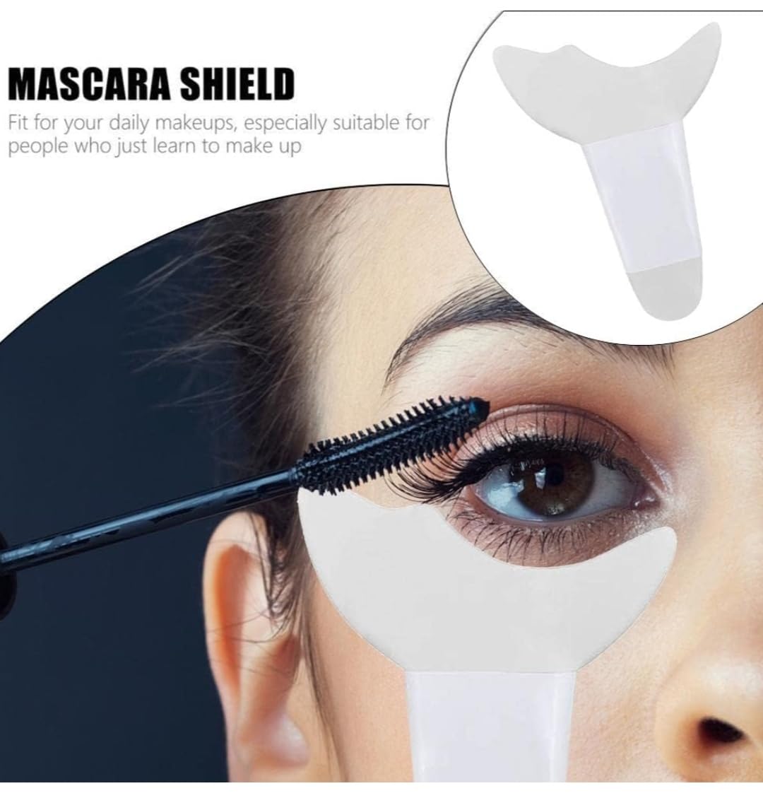 3 in 1 Multifunctional Eyelash Makeup Auxiliary Guard Tool, Applicator Guide Auxiliary Artifact Mascara Eyeliner Eye Shadow Painting Silicone Upper and Lower Bezel Tool (Pack of 1, White)