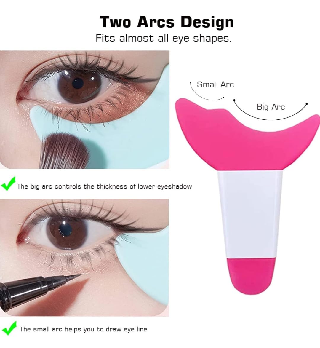 3 in 1 Multifunctional Eyelash Makeup Auxiliary Guard Tool, Applicator Guide Auxiliary Artifact Mascara Eyeliner Eye Shadow Painting Silicone Upper and Lower Bezel Tool (Pack of 1, White)