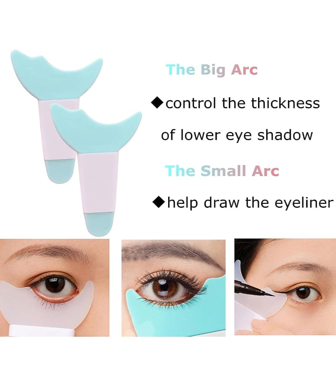 3 in 1 Multifunctional Eyelash Makeup Auxiliary Guard Tool, Applicator Guide Auxiliary Artifact Mascara Eyeliner Eye Shadow Painting Silicone Upper and Lower Bezel Tool (Pack of 1, White)