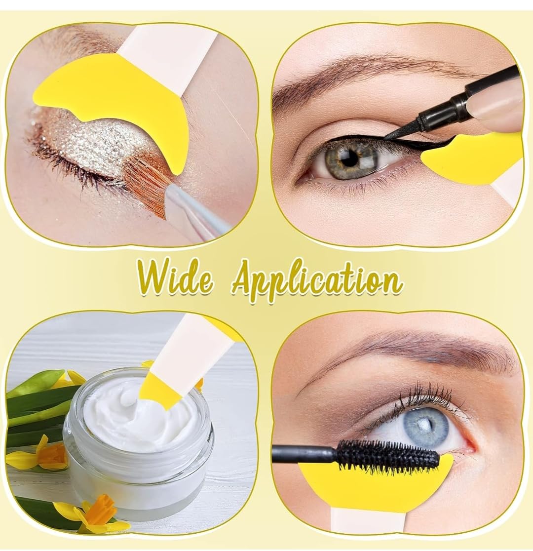 3 in 1 Multifunctional Eyelash Makeup Auxiliary Guard Tool, Applicator Guide Auxiliary Artifact Mascara Eyeliner Eye Shadow Painting Silicone Upper and Lower Bezel Tool (Pack of 1, White)